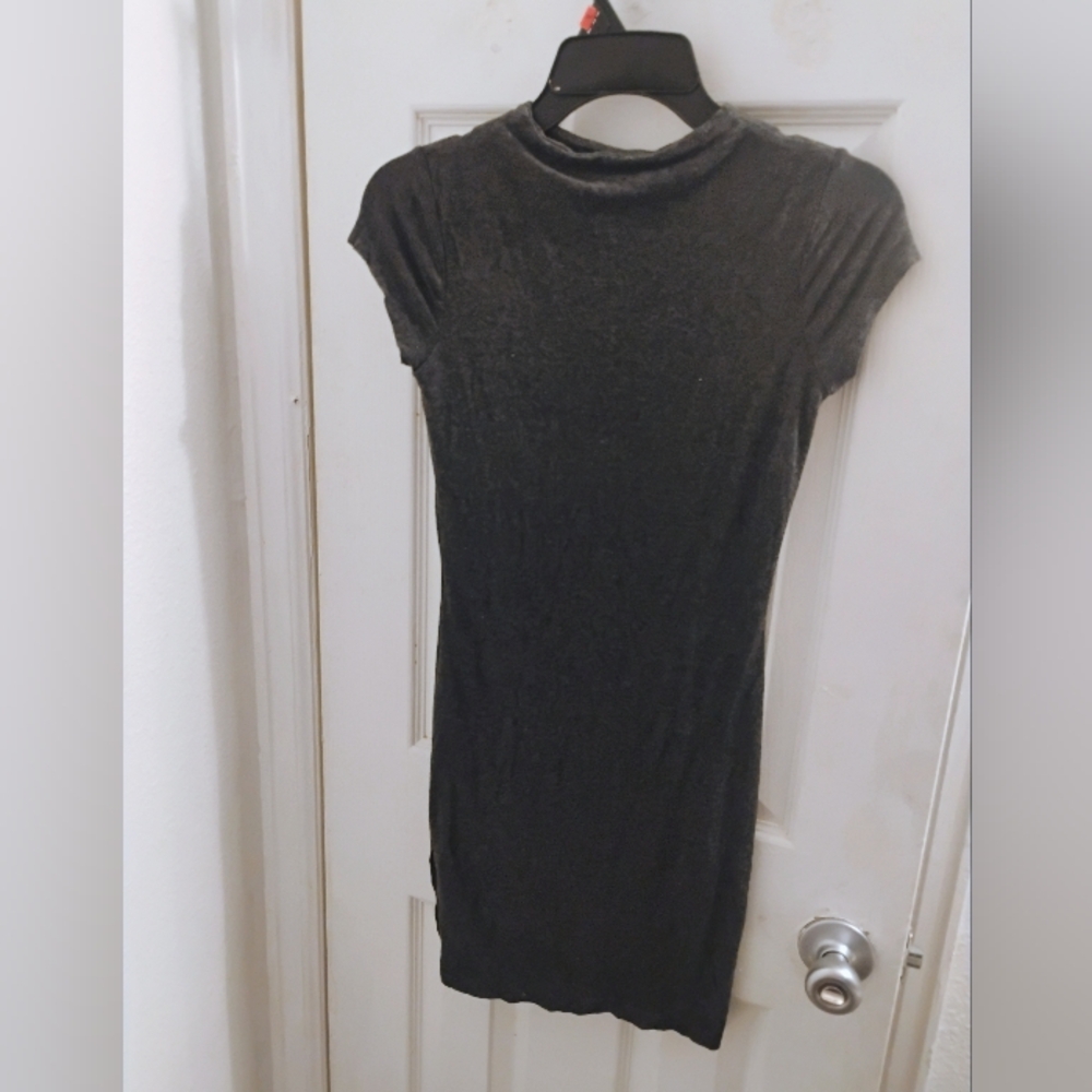 Charcoal Gray Mini T-Dress By Cefian